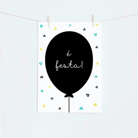Pôster (é Festa!) para Decoração do Painel da Festa A4