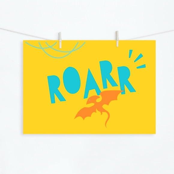 Pôster A4 - Painel Festa Dinossauros - Roarrr