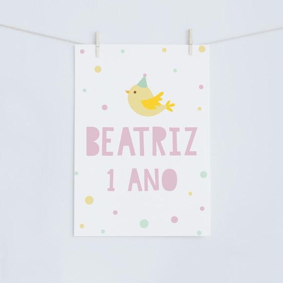 Pôster Passarinho - Decoração do Painel A4