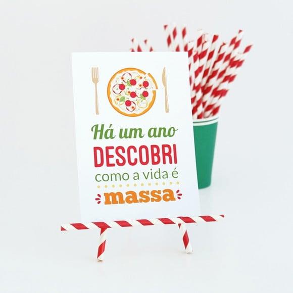 Quadrinho de Mesa - Festa Pizzaria - com Suporte