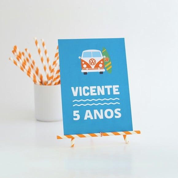 Quadrinho de Mesa - Festa Surf - com Suporte