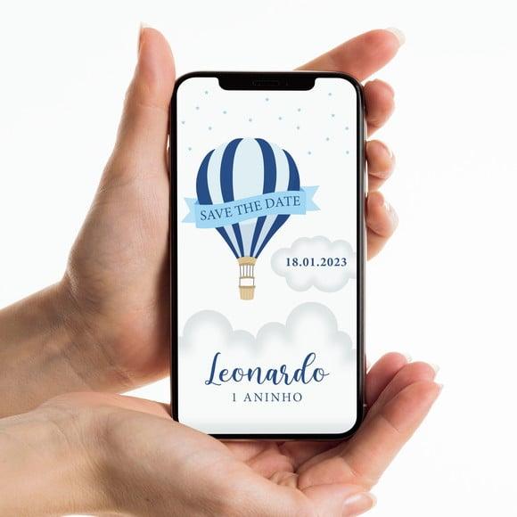 Save The Date - Festa Balões - Azul + Marinho