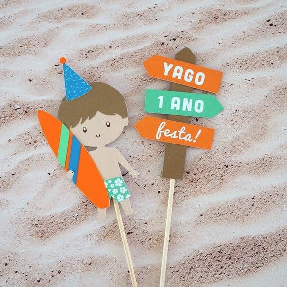 Topo de Bolo - Festa Surf - Menino Surfista