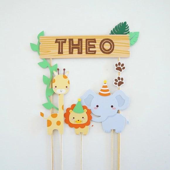 Topo para Bolo - Festa Safari - Animais - Selva