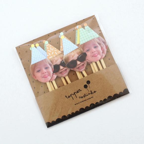 Topper Rostinho - Cores Candy (12 Un)