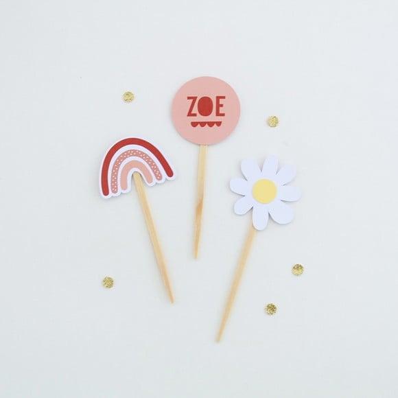 Toppers Arco Íris Boho (12 Un)