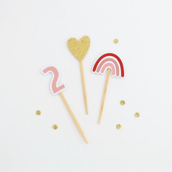 Toppers Arco Íris Boho (12 Un)