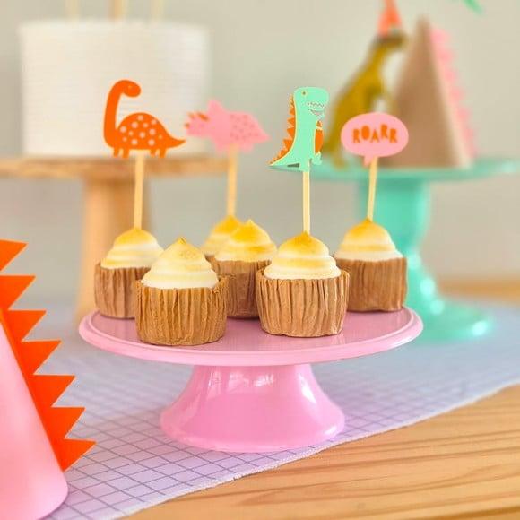 Toppers Festa Dinossauros Rosa (12un)