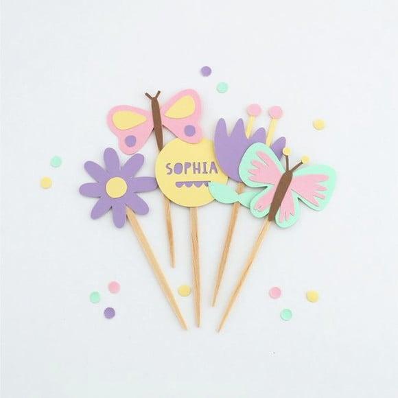 Toppers Flores e Borboletas (12un)