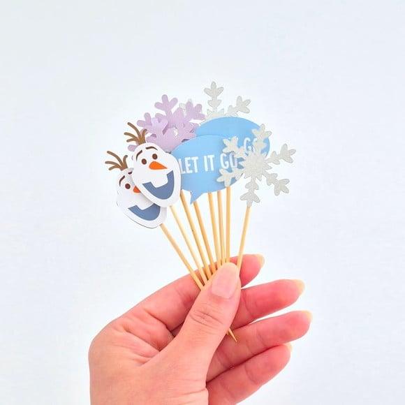 Toppers para Doces Tema Frozen (12 Un)
