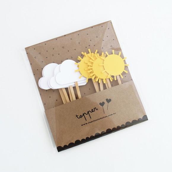 Toppers Sol e Nuvem (12 Un)