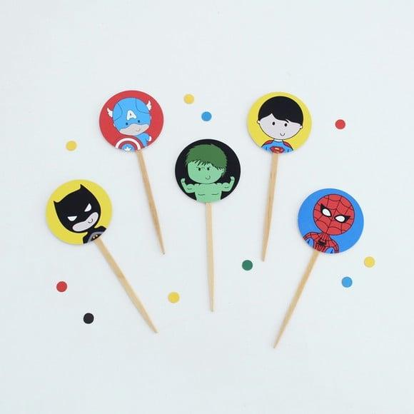 Toppers Super Heróis (12 Un)