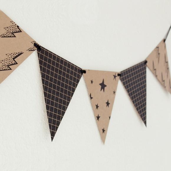 Varal Bandeirinhas de Papel Estampadas - Coleção Rock Kraft