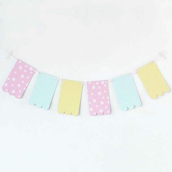 Varal de Bandeirinhas de Papel Estampadas Candy Colors