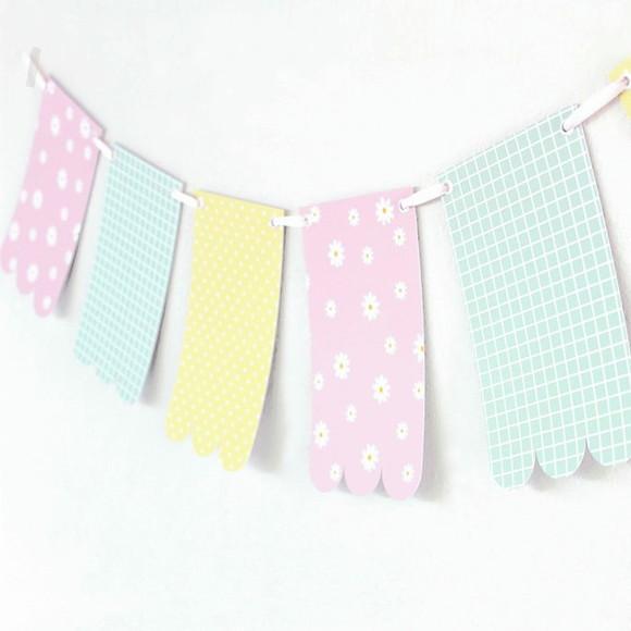Varal de Bandeirinhas de Papel Estampadas Candy Colors