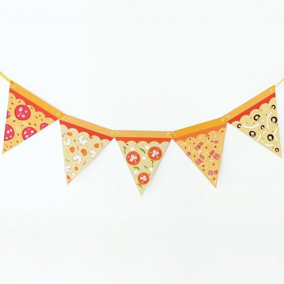 Varal de Bandeirolas de Papel - Fatia Pizza - Festa Pizzaria
