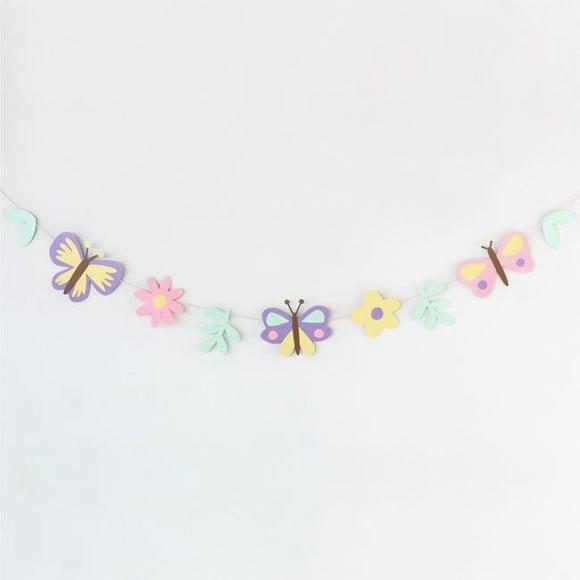 Varal Decorativo - Flores e Borboletas