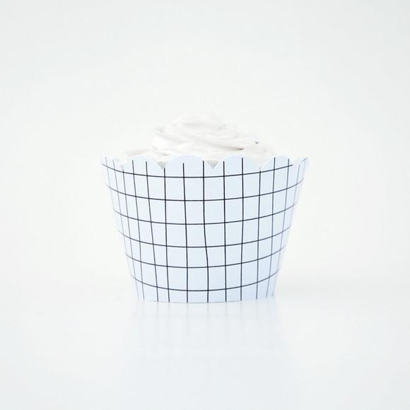 Wrapper Cupcake - Estampas Minimalistas - P&b (12un)