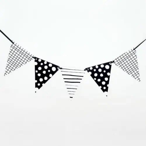 Bandeirola de Papel - Preto e Branco - Festa Minimalista