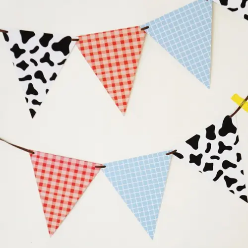 Bandeirola de Papel Estampada - Festa Fazendinha