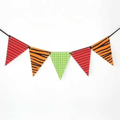 Bandeirola de Papel Estampada - Listras, Tigre, Quadriculado