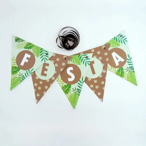 Bandeirola de Papel Personalizada - Festa Safari