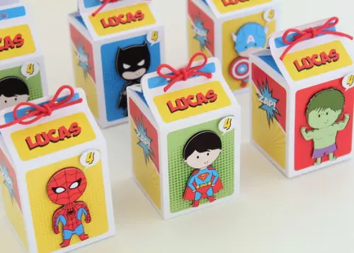 Caixinha Milk - Super Heróis - Lembrança Aniversário