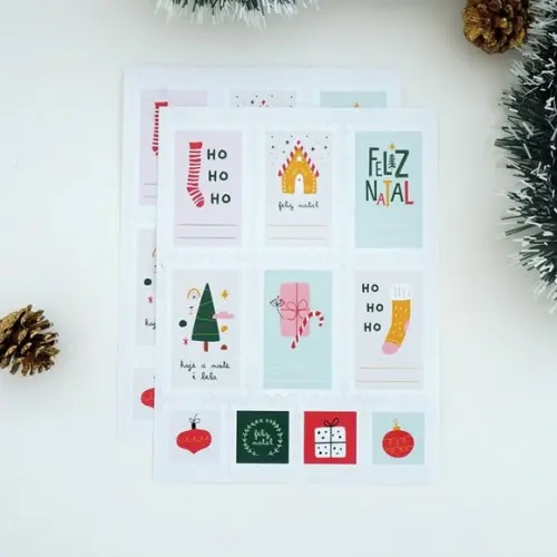 Cartela Selos Adesivos de Natal (2) - 40 Unidades