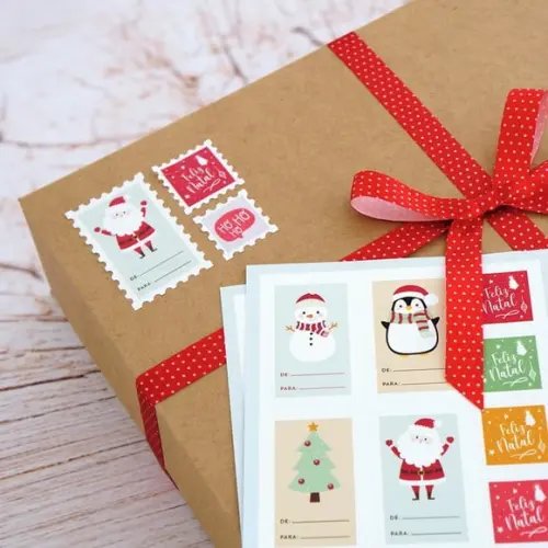 Cartela Selos Adesivos de Natal 1 - 48 Unidades