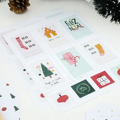 Cartela Selos Adesivos de Natal (2) - 40 Unidades