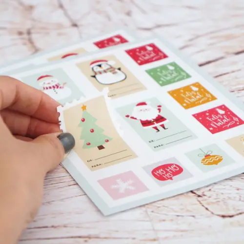 Cartela Selos Adesivos de Natal 1 - 48 Unidades
