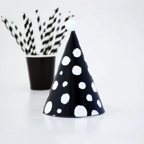 Chapeuzinho de Festa - Bolinhas Preto e Branco - 3un