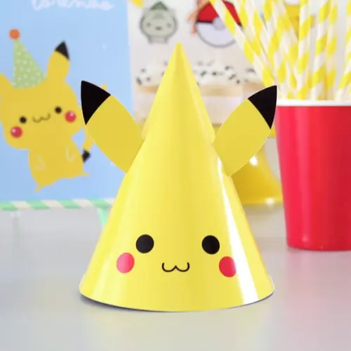 Chapeuzinho de Festa - Picachu - Pokemon - 3 Unidades