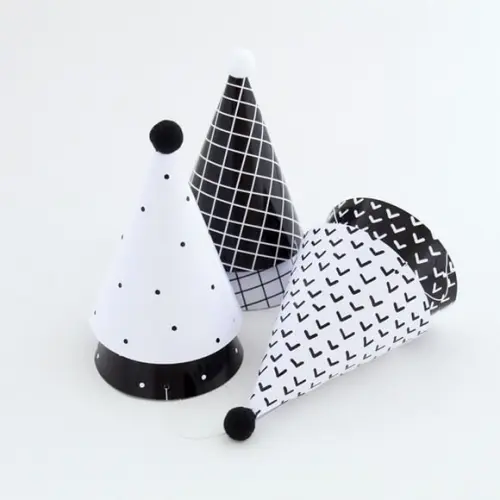 Chapeuzinho de Festa - Preto e Branco (6 Un)