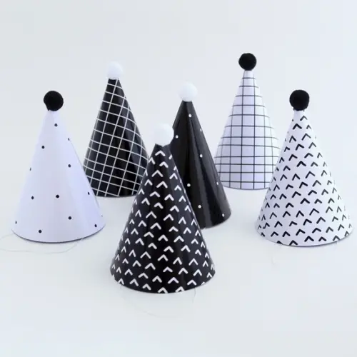 Chapeuzinho de Festa - Preto e Branco (6 Un)