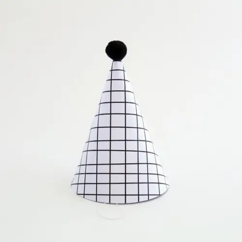 Chapeuzinho de Festa Grid Preto e Branco - 3 Unidades