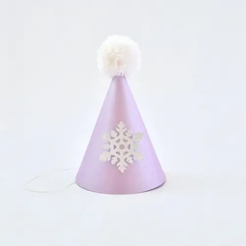 Chapeuzinho de Festa Lilás com Floco de Neve e Pompom