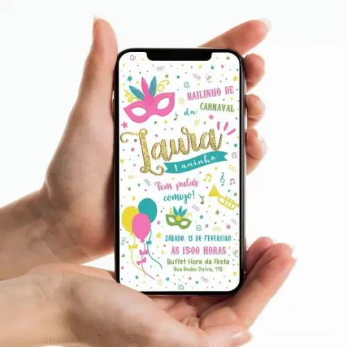 Convite Digital | Baile Carnaval | Rosa