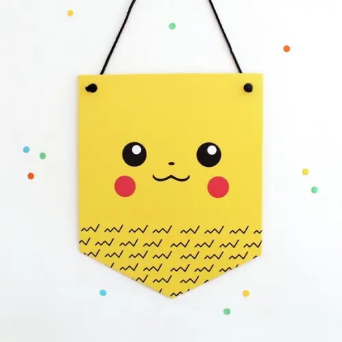 Flâmula de Papel - Pokemon - Pikachu - Decoração Aniversário