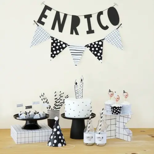 Kit Festa Preto e Branco - sem Tema - Minimalista