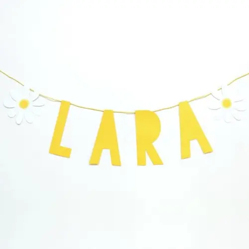 Letreiro de Papel com Nome - Amarelo - até 10 Letras