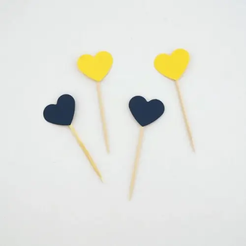 Mini Topper Coração Amarelo e Marinho (24 Un)