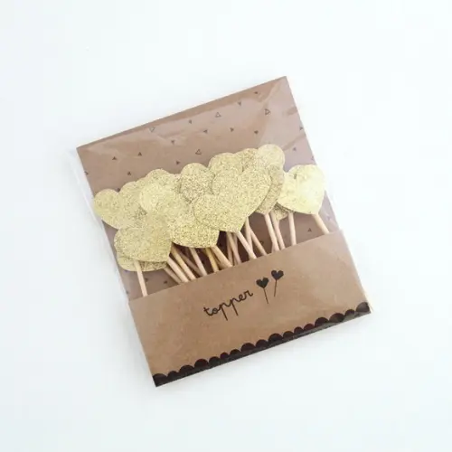 Mini Topper Coração Glitter Dourado (24 Un)