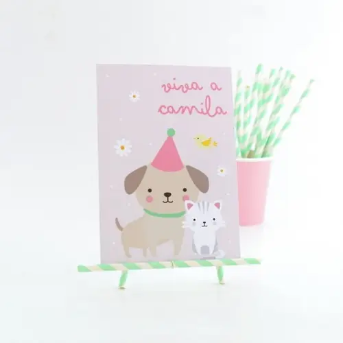 Quadrinho Animais - Cachorro e Gatinho