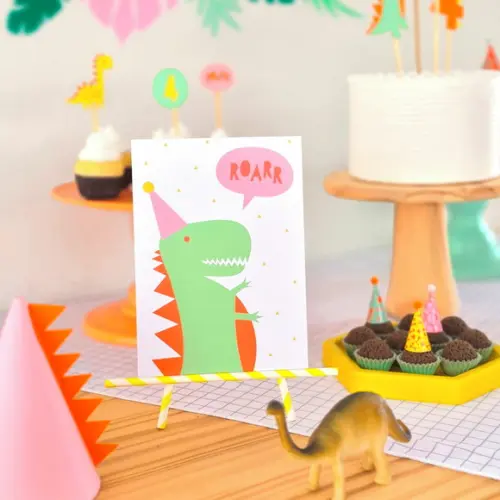 Quadrinho de Mesa - Dinossauro T-rex Rosa