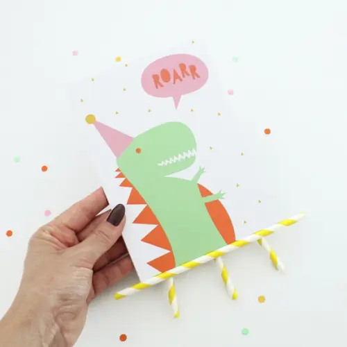 Quadrinho de Mesa - Dinossauro T-rex Rosa