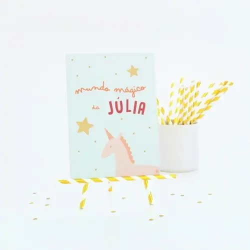 Quadrinho Unicórnio - Decoração Festa Fadas e Unicórnios