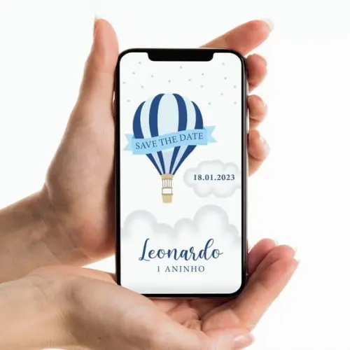 Save The Date - Festa Balões - Azul + Marinho