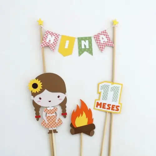 Topo de Bolo - Festa Junina - Menina Caipira