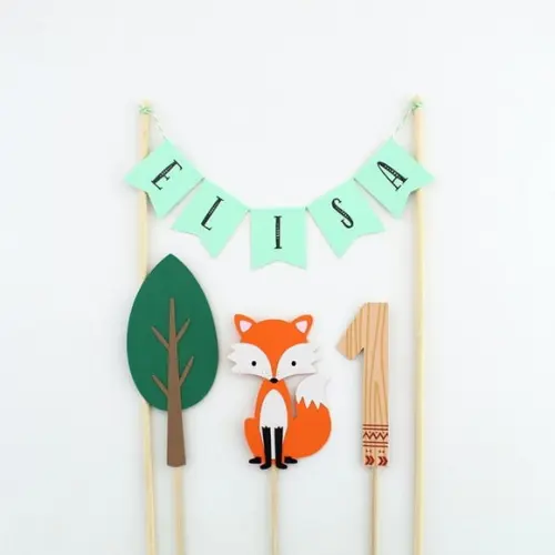 Topo de Bolo - Raposinha - Festa Woodland